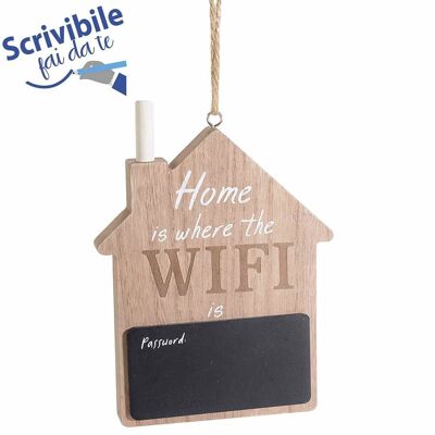 Wooden wi fi decoration with blackboard and "Wifi" chalk to hang