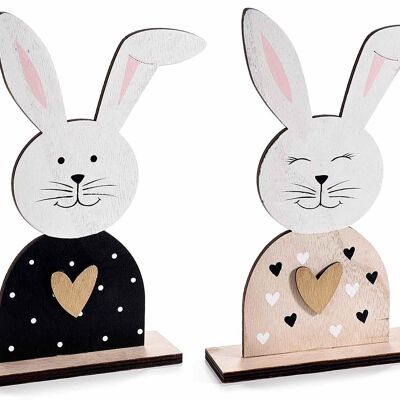 Conejitos de Pascua de madera para colocar con corazones en relieve