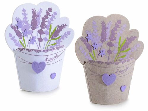 Cestini in panno decori "Lavanda" con cuori applicati 14zero3