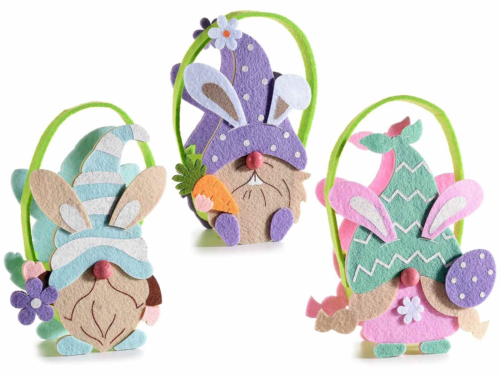 Borsette pasquali in panno colorato a gnomo