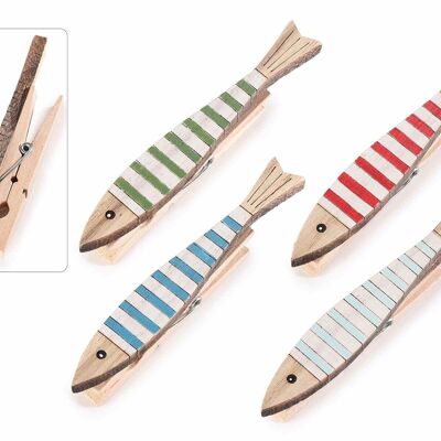 Confezioni di 4 mollette in legno colorato "pesciolino" 14zero3