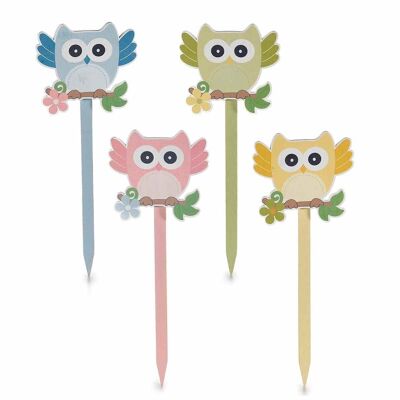 Colorful wooden owl stick