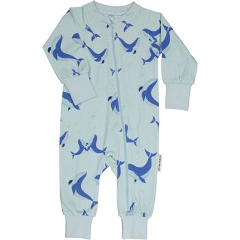 Pyjama zippé bidirectionnel en bambou L.baleine bleue 1