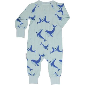 Pyjama zippé bidirectionnel en bambou L.baleine bleue 2