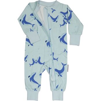 Pyjama zippé bidirectionnel en bambou L.baleine bleue 3