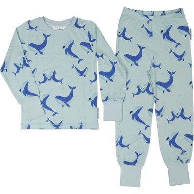 Bamboo two piece pajamas L.blue whale