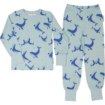 Pyjama deux pièces en bambou L.baleine bleue 1