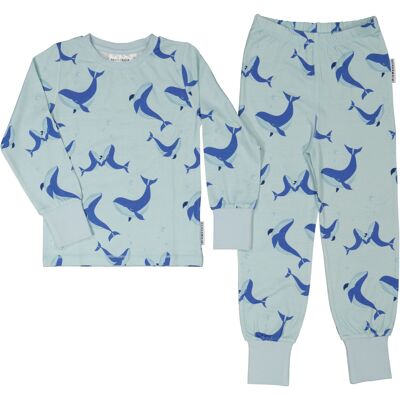 Bamboo two piece pyjamas L.blue whale