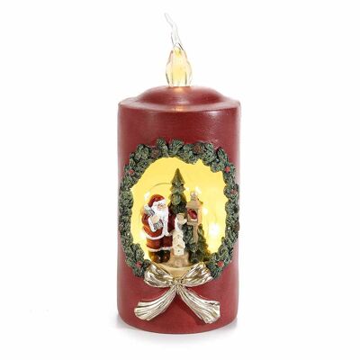 Velas navideñas de resina a pilas con Papá Noel y luces LED