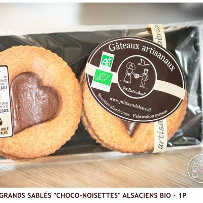 DUO - Large organic Alsatian "Choco-Hazelnut" Shortbread - 1p (Bag/Flat)