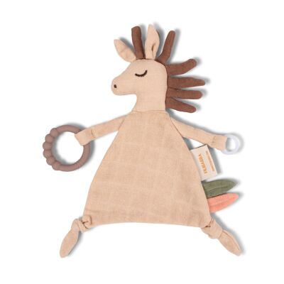 Organic cotton comforter with teething ring - Henry the horse