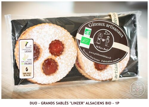 DUO - Grands Sablés "Linzer" alsaciens bio - 1p (Sachet/Plat)