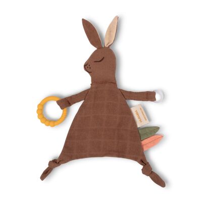 Organic cotton comforter with teething ring - Bella the rabbit