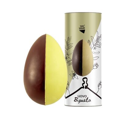 Bi-flavor egg with tin packaging