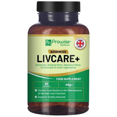Advanced Livcare+ 60 capsule per la pulizia del fegato, disintossicante e riparatrice per uomini e donne