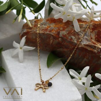 Collier « Deep Bow », bijoux diffuseur de pierres précieuses, faits à la main avec de la lave naturelle et de la citrine. 4