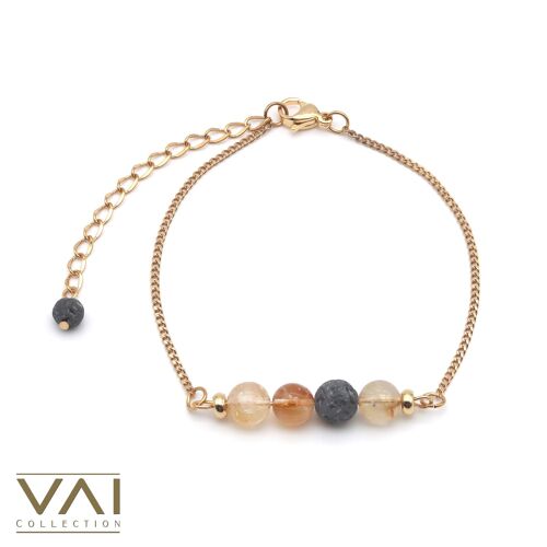 Bracelet “Starstruck”, Gemstone Diffuser Jewellery, Handmade with Natural Lava and Citrine.