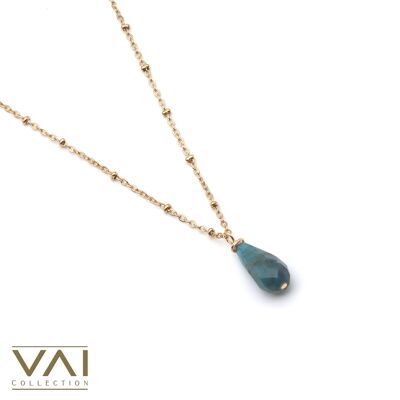 Necklace “Turqoisea”, Gemstone Jewelry, Handmade with Natural Apatite.