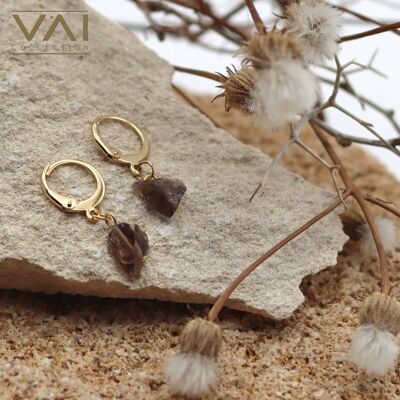 Hoops “Smoky Habit”, Gemstone Jewelry, Handmade with Natural Smoky Quartz.