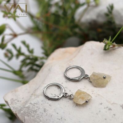 Hoops “After Dark”, Gemstone Jewelry, Handmade with Natural Citrine.