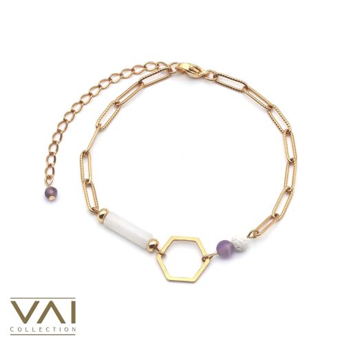 Bracelet “Secret Message”, Gemstone Diffuser Jewellery, Handmade with Natural Amethyst / Jade / Lava.