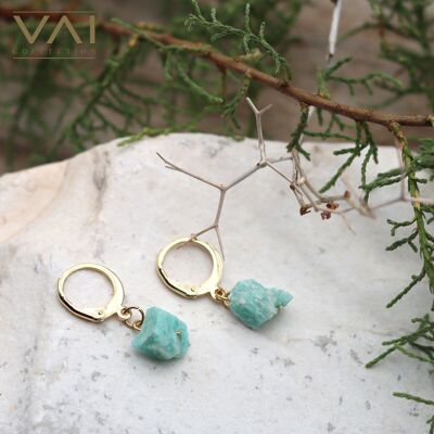 Cerchi “Turquoise Lake”, gioielli con pietre preziose, realizzati a mano con amazzonite naturale.