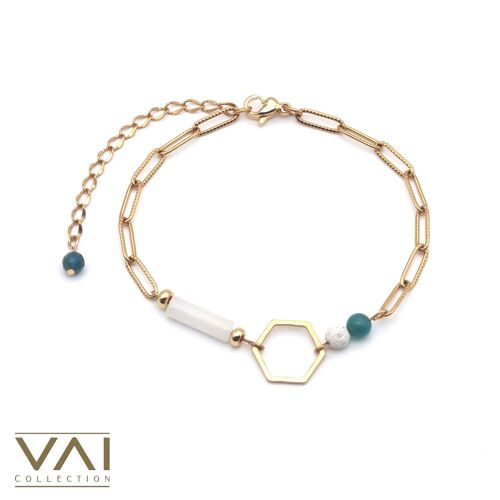 Bracelet “Parallel World”, Gemstone Diffuser Jewellery, Handmade with Natural Apatite / Lava / Jade.