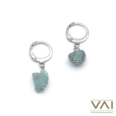 Cerchi "Blue Heaven", gioielli con pietre preziose, realizzati a mano con apatite naturale.