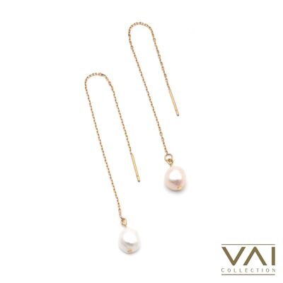 Fil d'oreille « Pearl On A String », bijoux faits à la main avec des perles d'eau douce naturelles.