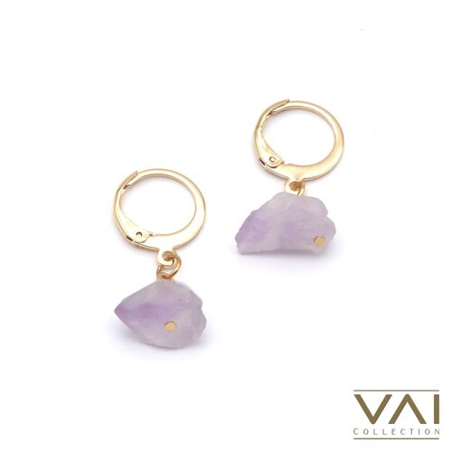 Hoops “Purple Rain”, Gemstone Jewelry, Handmade with Natural Amethyst.