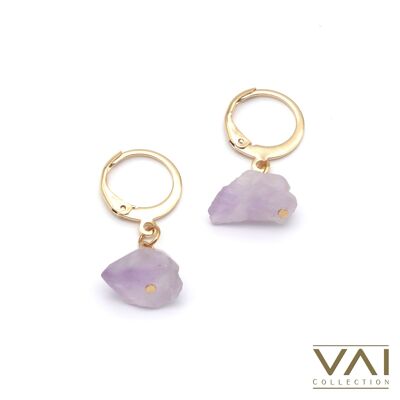 Aros “Purple Rain”, Joyería con Piedras Preciosas, Hechos a Mano con Amatista Natural.