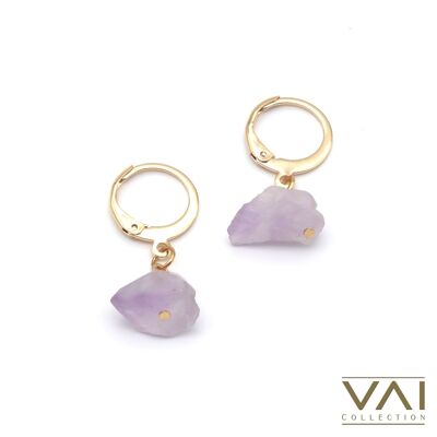 Hoops “Purple Rain”, Gemstone Jewelry, Handmade with Natural Amethyst.