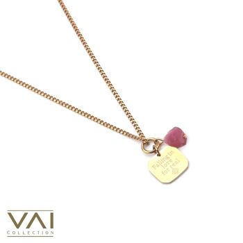Collier « Falling In Love Raw Pink », bijoux en pierres précieuses, faits à la main avec de la tourmaline naturelle. 2