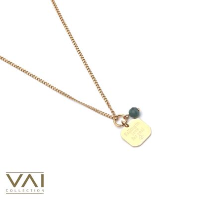 Collana “Falling In Love Turquoise”, gioielli con pietre preziose, realizzati a mano con apatite naturale.