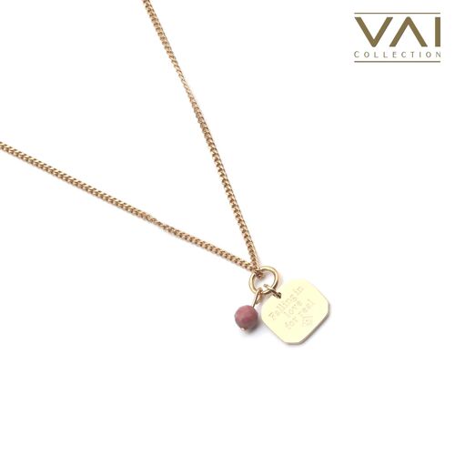 Necklace “Falling In Love Dark Pink”, Gemstone Jewelry, Handmade with Natural Rhodochrosite.
