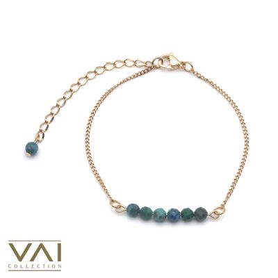 Bracelet “Skyscraper”, Gemstone Jewelry, Handmade with Natural Chrysocolla.