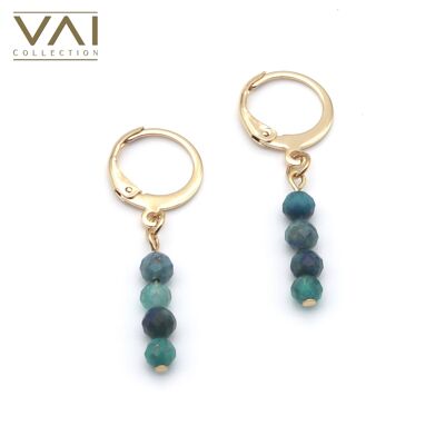 Hoops “Sky And Sand”, Gemstone Jewelry, Handmade with Natural Chrysocolla.