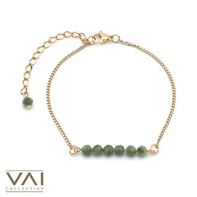 Pulsera “Funky Forest”, Joyería de Piedras Preciosas, Hecha a Mano con Jade Natural.