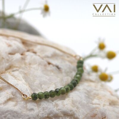 Halskette „Großer Wald“, Edelsteinschmuck, handgefertigt mit natürlicher Jade.