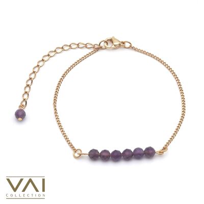 Bracelet « Sweet Memory », bijoux en pierres précieuses, faits à la main avec de l'améthyste naturelle.