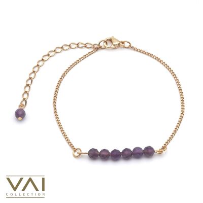 Armband „Sweet Memory“, Edelsteinschmuck, handgefertigt mit natürlichem Amethyst.