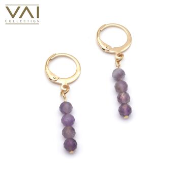 Créoles « Purple Moments », bijoux en pierres précieuses, faits à la main avec de l'améthyste naturelle. 1