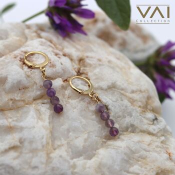 Créoles « Purple Moments », bijoux en pierres précieuses, faits à la main avec de l'améthyste naturelle. 2