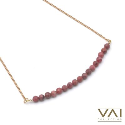 Collana “Pink Delirious”, gioielli con pietre preziose, realizzati a mano con rodocrosite naturale.