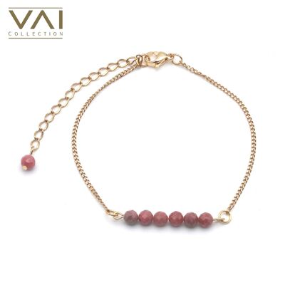 Bracelet « Pink Popsickle », bijoux en pierres précieuses, faits à la main avec de la rhodochrosite naturelle.