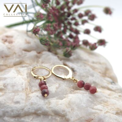 Cerchi “Pink Blossom”, gioielli con pietre preziose, realizzati a mano con rodocrosite naturale.