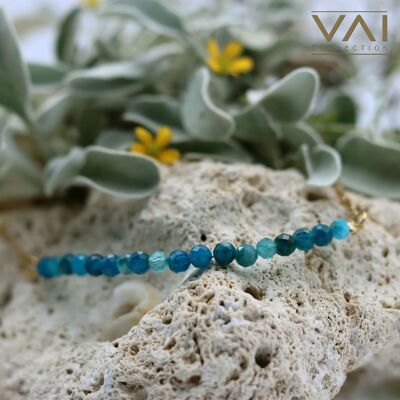 Halskette „Blaue Lagune“, Edelsteinschmuck, handgefertigt mit natürlichem Apatit.