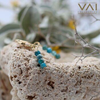 Créoles « Blue Island », bijoux en pierres précieuses, faits à la main avec de l'apatite naturelle. 1