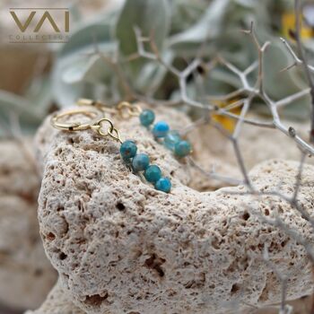 Créoles « Blue Island », bijoux en pierres précieuses, faits à la main avec de l'apatite naturelle. 3