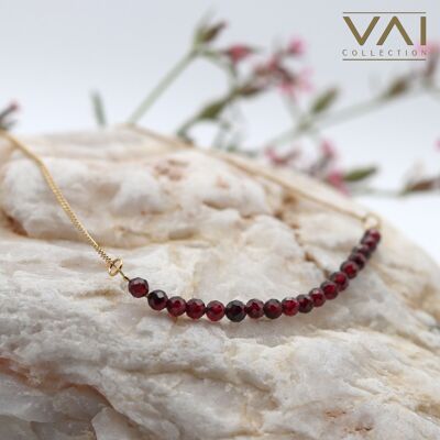 Collar “Vino Tinto Dulce”, Joya con Piedras Preciosas, Hecho a Mano con Granate Natural.